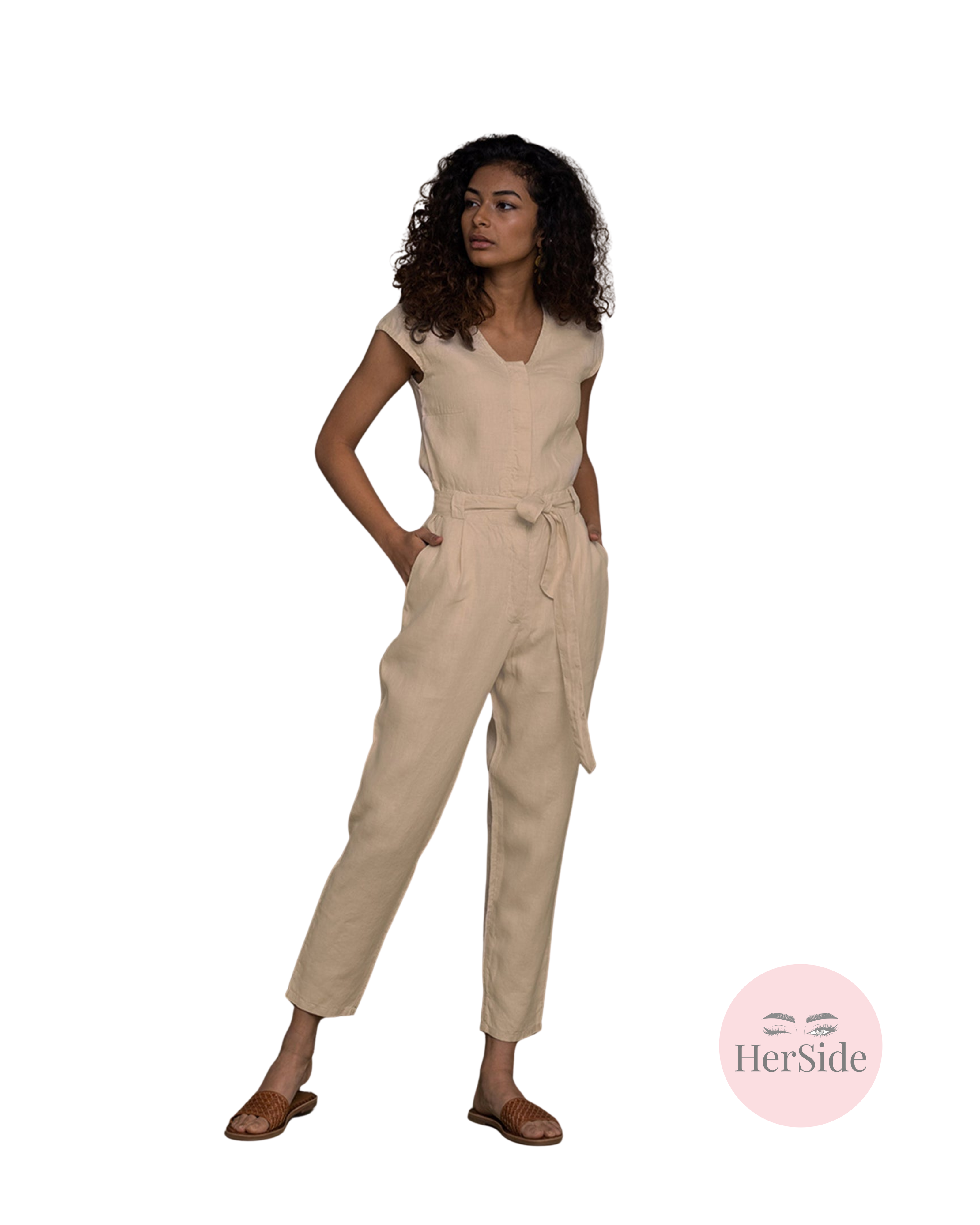 Evening Chai Jumpsuit in Neutral Beige