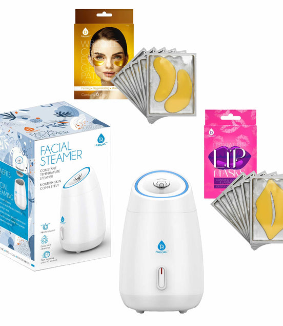 Pursonic Deluxe Facial Steamer with 6 Soothing Eye Masks & 6 Nourishing Lip Masks