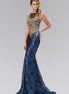 Floor Length Dress with Gold Lace on Bodice and Sequin on Skirt