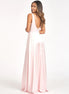 Satin V-Neck Sheer Side A-Line Long Dress