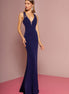 Glitter Crepe Illusion V-Neck Long Dress