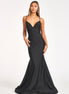 Beads Embellished Jersey Mermaid Dress w/ Strap Lace-up Back