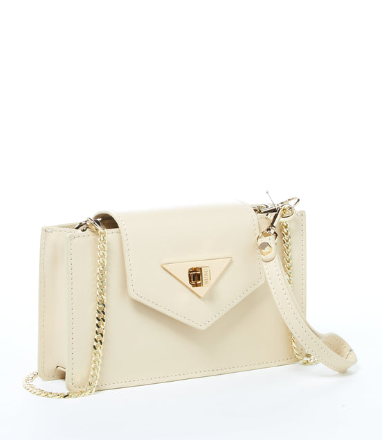 SUSU Off White Bag Mini Crossbody Purse Cream Leather Wristlet Women's Handbag