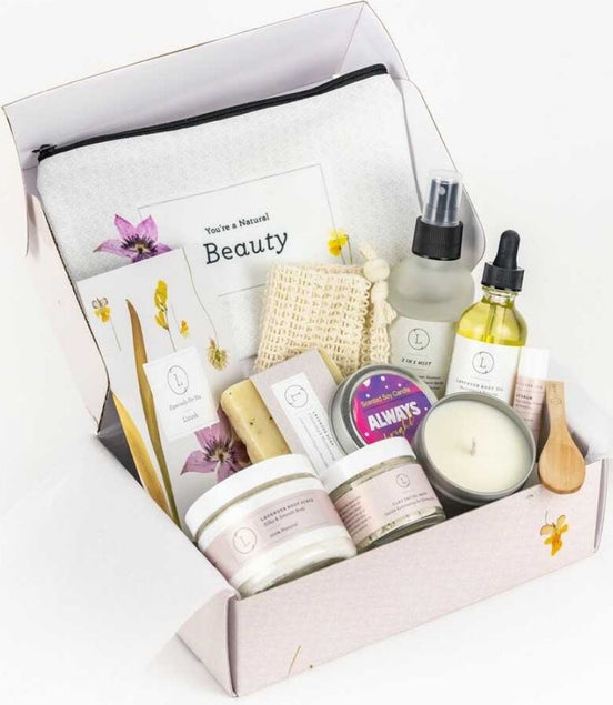 Spa Gift Box, Natural Lavender Bath & Body Relaxing Package for Friend