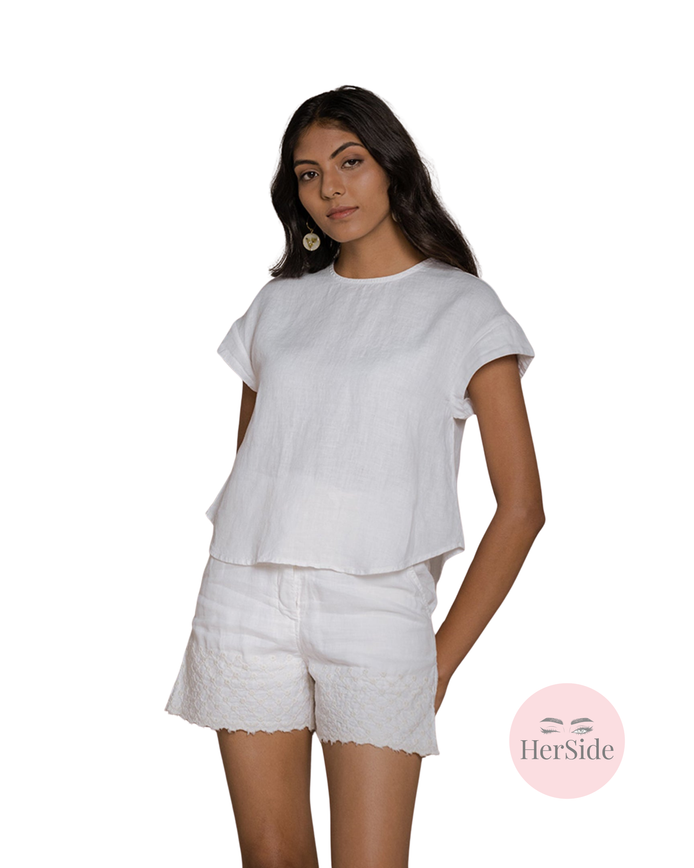 Sandcastle Saturdays Top in White