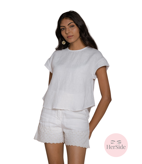 Sandcastle Saturdays Top in White