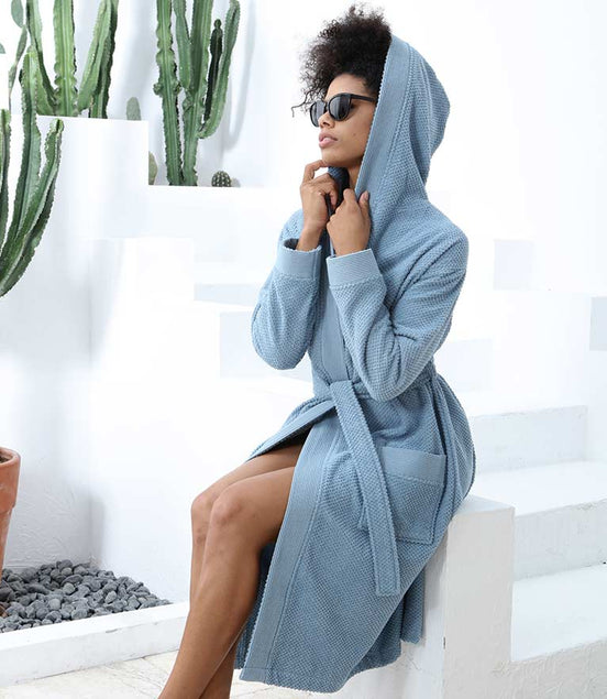 Women's Hooded Turkish Cotton Terry Cloth Robe