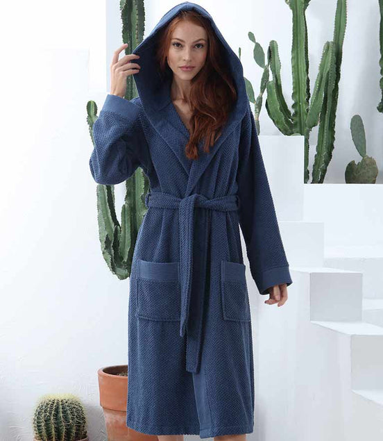 Women's Hooded Turkish Cotton Terry Cloth Robe