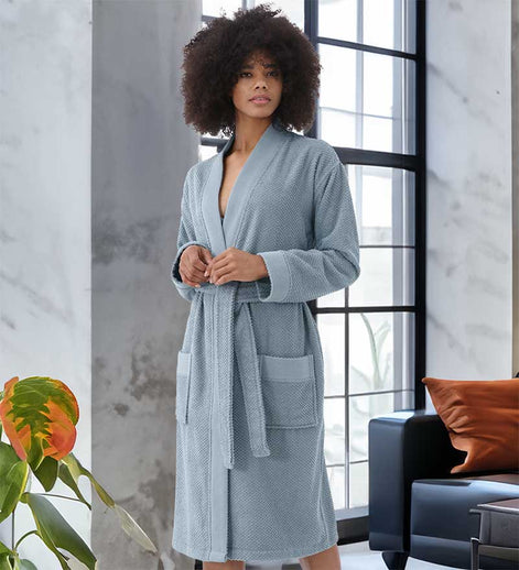 Women's Turkish Cotton Terry Kimono Robe - Luxurious Terry Cloth Bathrobe
